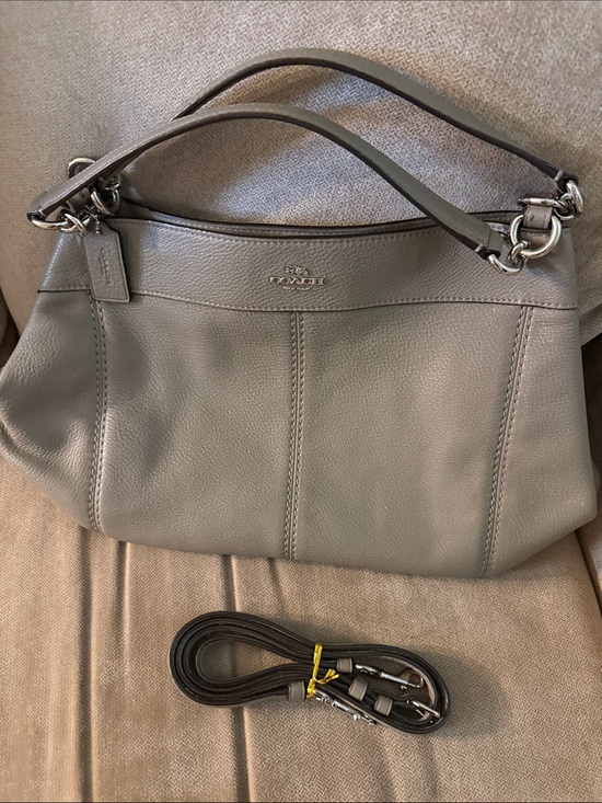 Coach Handbags - Coach Lexi Gray Pebbled Leather crossbody/shoulder Bag with Detachable Strap